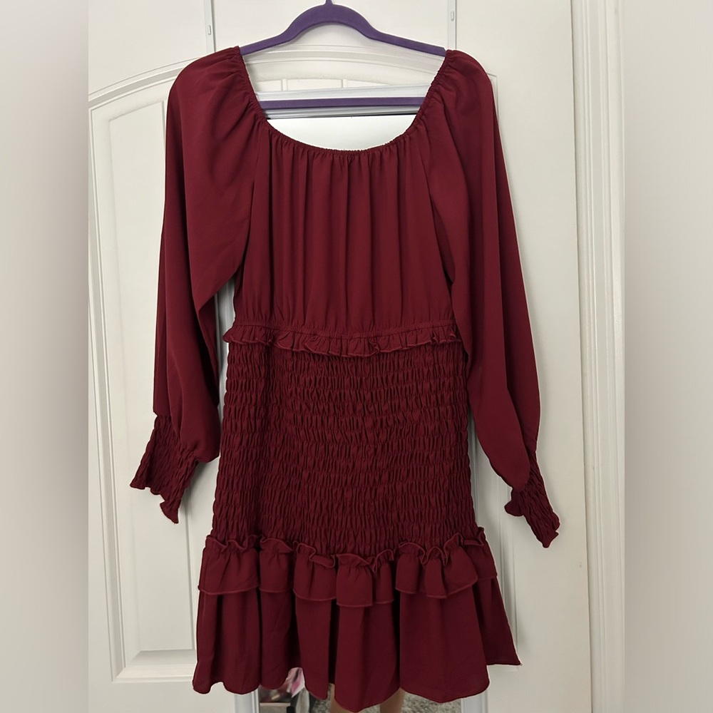 maroon smocked dress